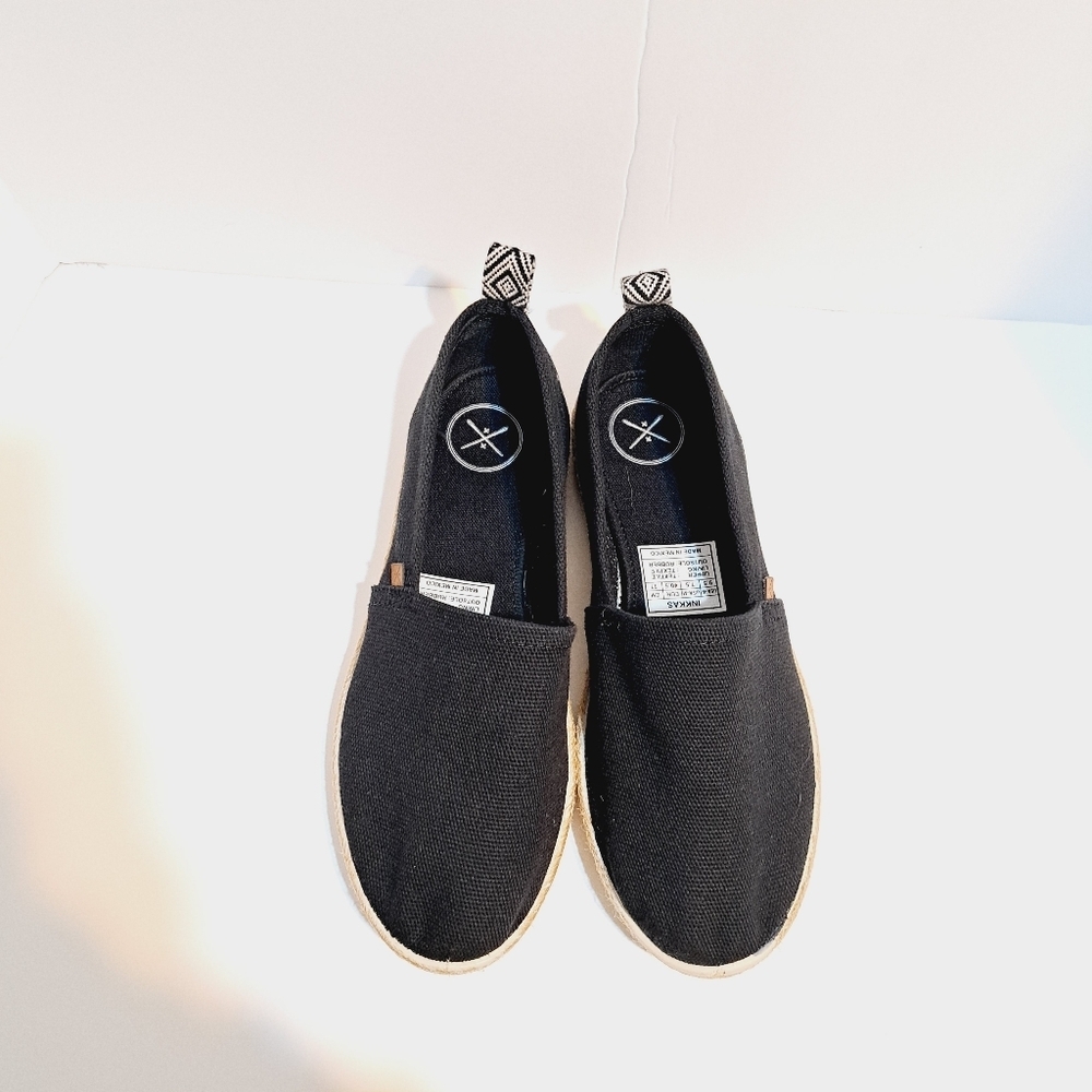 Inkkas Black Global Flat Woven Espadrille Slip On Shoes Size 9.5 - Picture 2 of 9